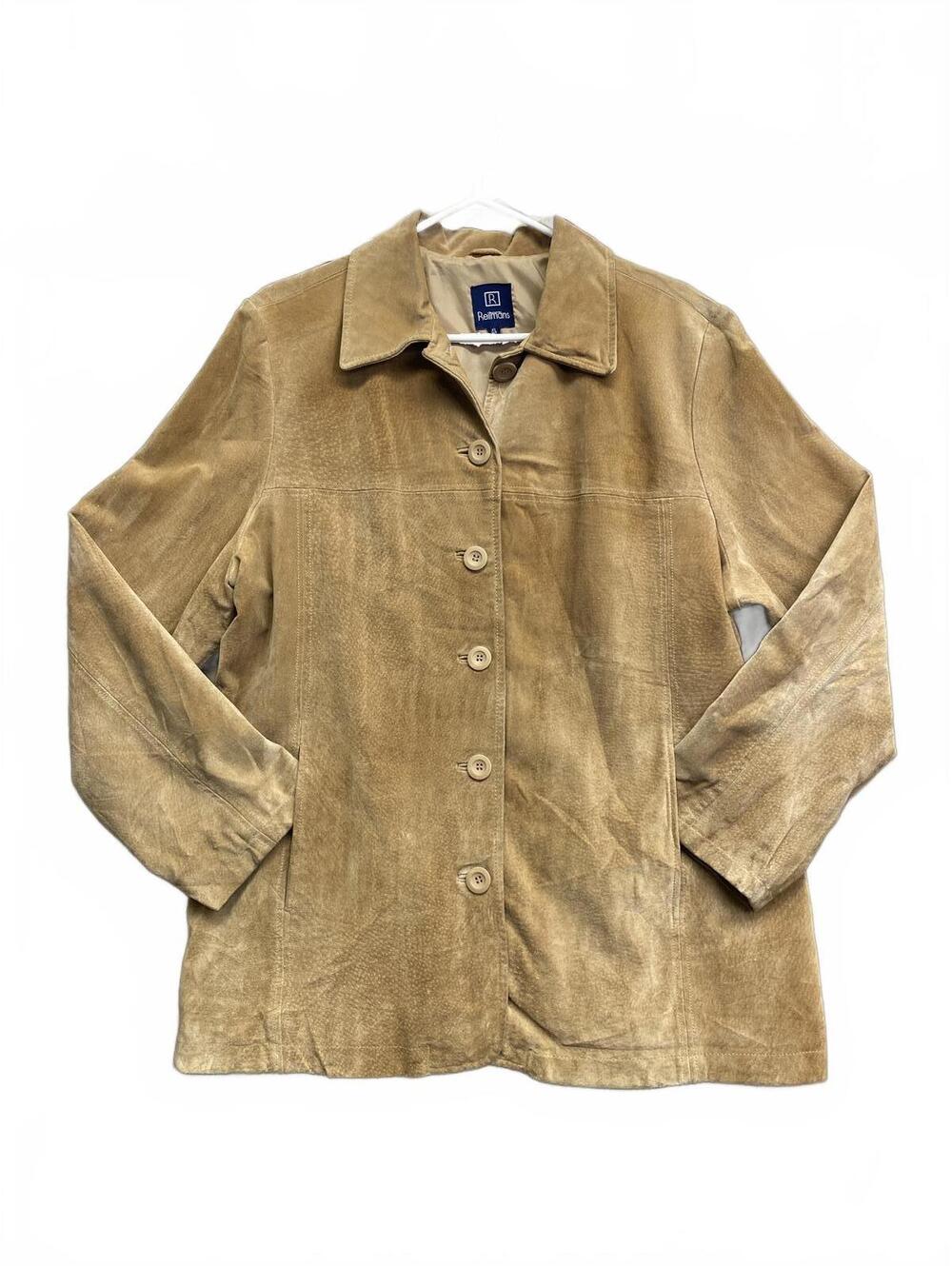Vintage Y2K Reitmans Tan Super Soft Leather Suede Blazer Jacket Size XL